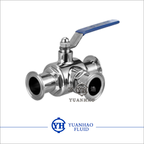 Sanitary clamp three-way ball valve